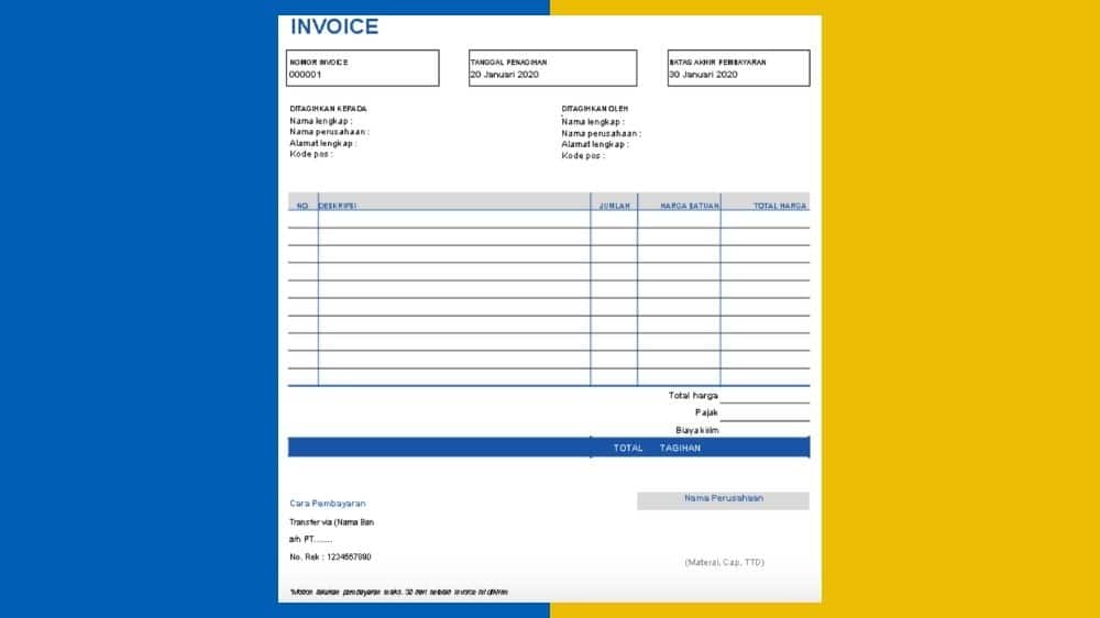 Contoh Invoice Penagihan 3